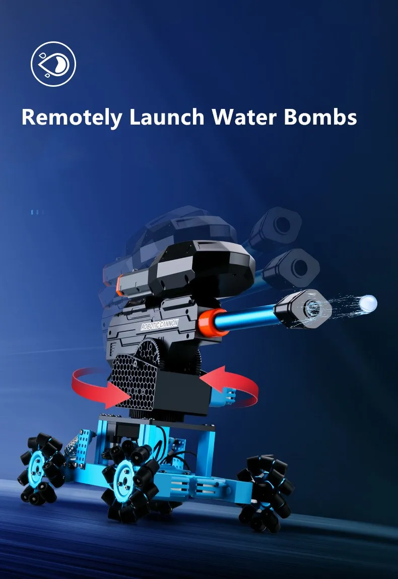 Remote Control Alloy Car Mecha Manipulator Launch Water Bomb Track All-round 2.4G Walking Multi-function Robotic Arm RC Car Toys