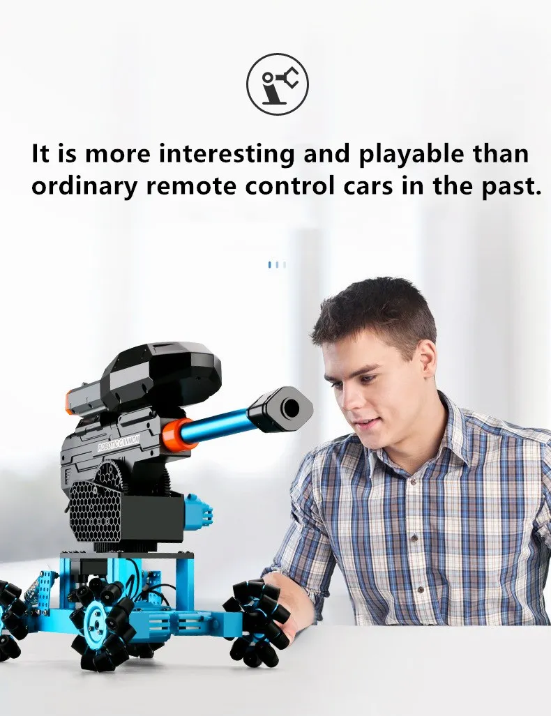 Remote Control Alloy Car Mecha Manipulator Launch Water Bomb Track All-round 2.4G Walking Multi-function Robotic Arm RC Car Toys