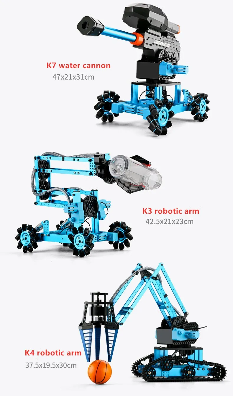 Remote Control Alloy Car Mecha Manipulator Launch Water Bomb Track All-round 2.4G Walking Multi-function Robotic Arm RC Car Toys