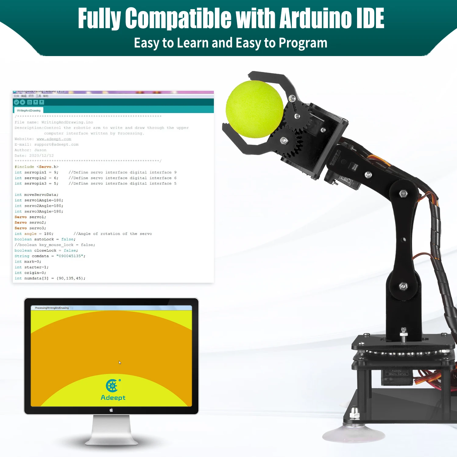 5-DOF Robotic Arm Kit Compatible with Arduino IDE 5-DOF Robotic Arm Kit Compatible with Arduino IDE