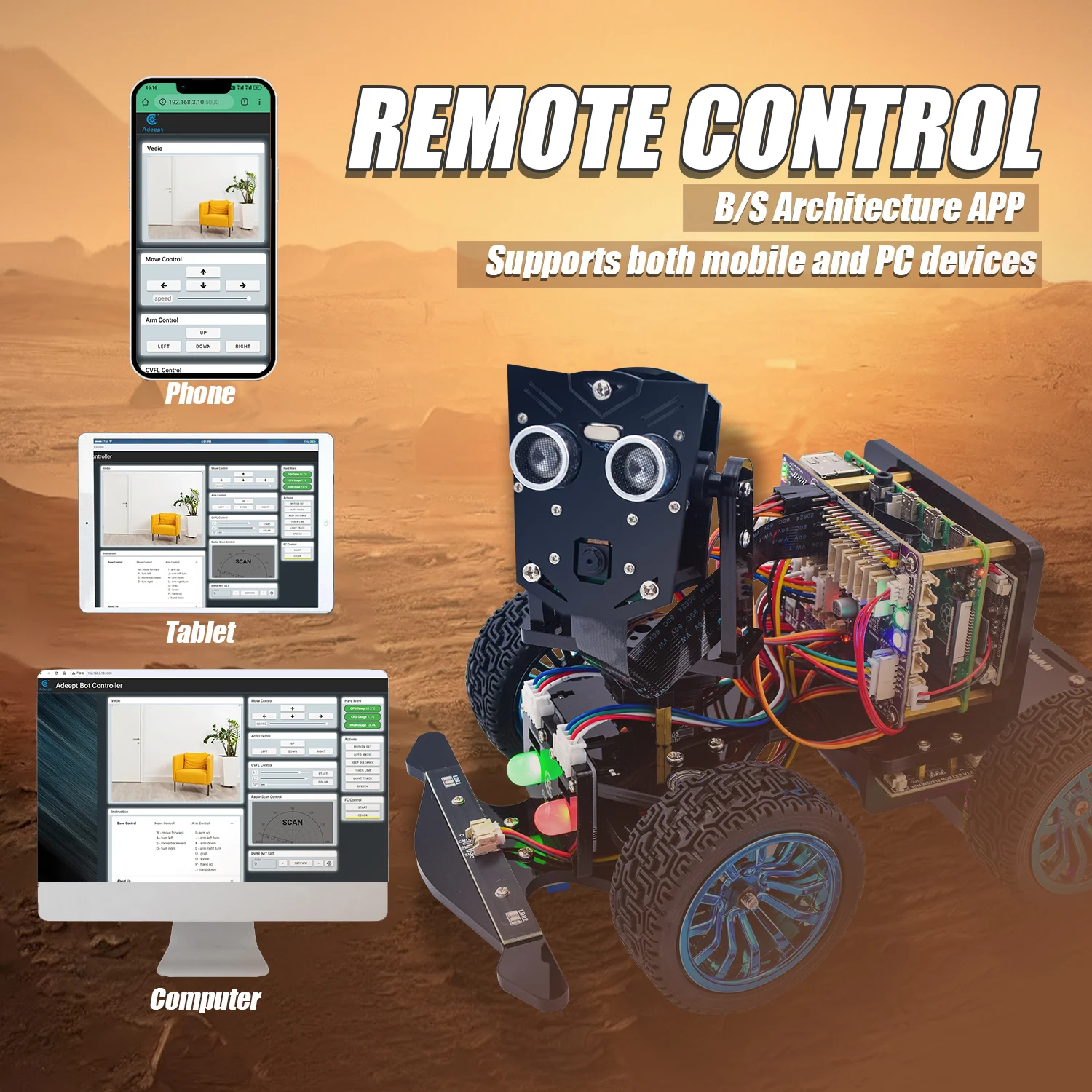 Adeept PiCar-B Mars Rover Smart Car Kit for Raspberry Pi Adeept PiCar-B Mars Rover Smart Car Kit for Raspberry Pi