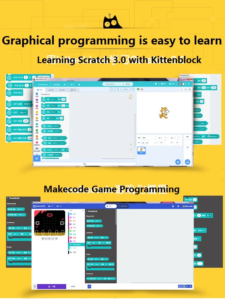 KittenBot All in One Power Brick Building Block for Micro:bit Micro Python KittenBot All in One Power Brick Building Block for Micro:bit Micro Python