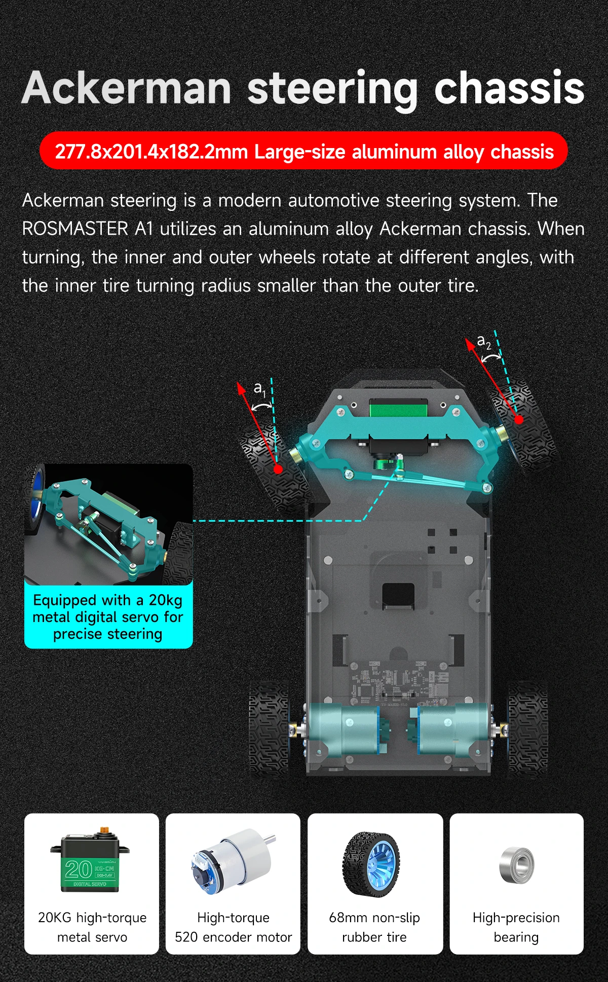 ROSMASTER A1 AI Large Model Programmable Robot Ackerman Structure ROS2-HUMBLE Lidar SLAM Mapping Navigation Autonomous Driving