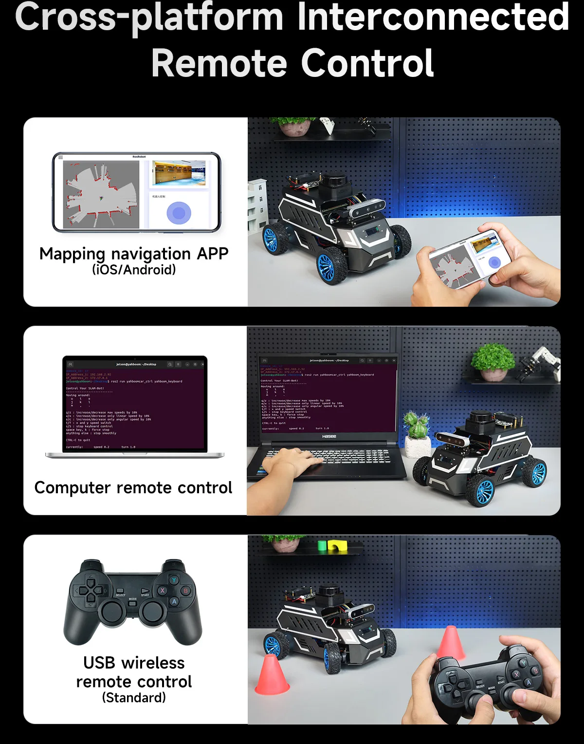 ROSMASTER A1 AI Large Model Programmable Robot Ackerman Structure ROS2-HUMBLE Lidar SLAM Mapping Navigation Autonomous Driving