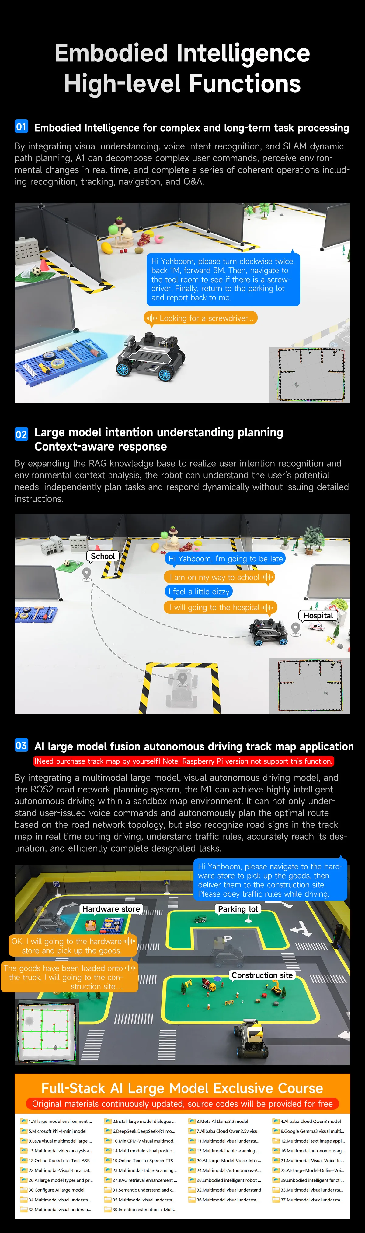 ROSMASTER A1 AI Large Model Programmable Robot Ackerman Structure ROS2-HUMBLE Lidar SLAM Mapping Navigation Autonomous Driving
