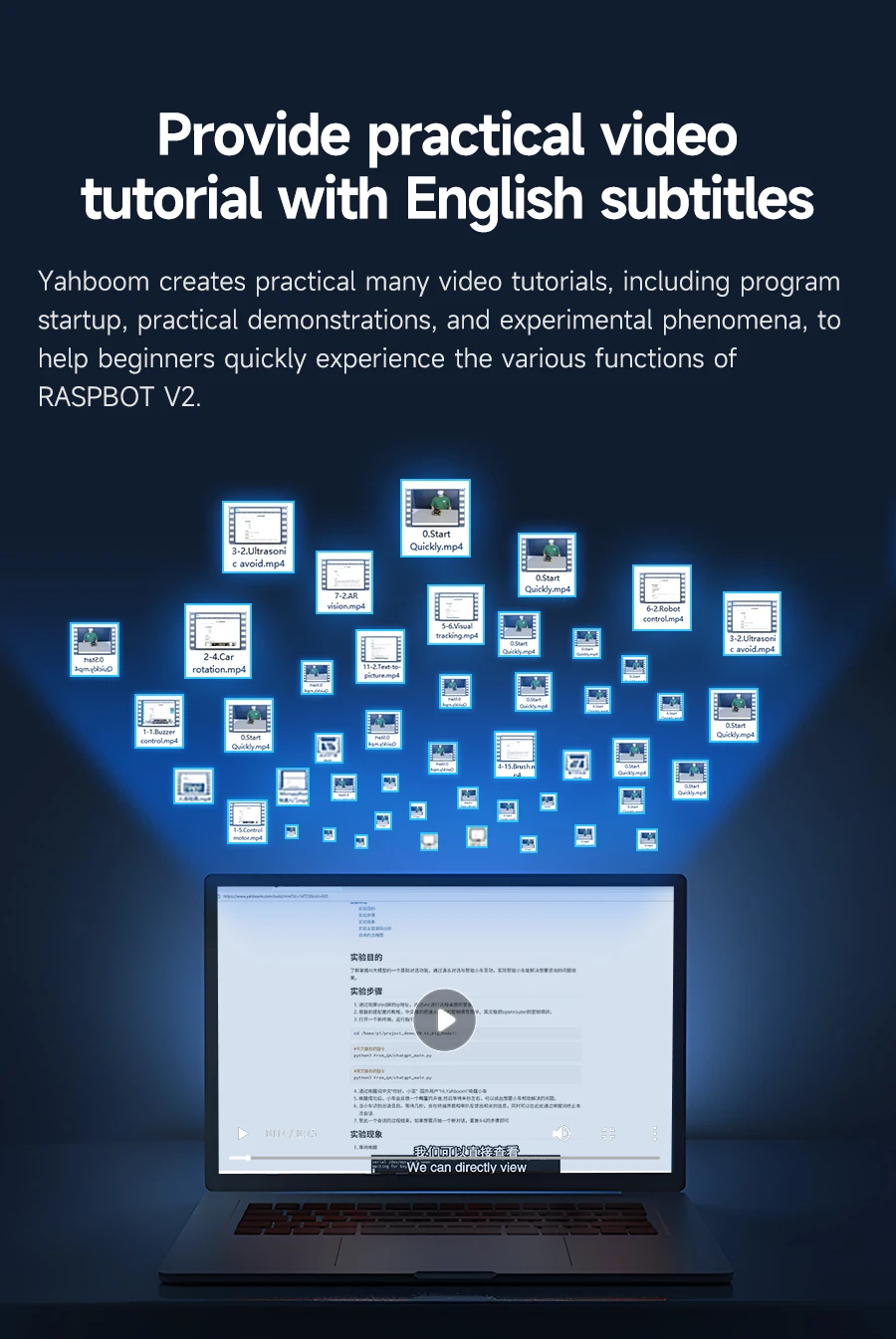 Yahboom 4WD Raspbot V2 AI Large Model Robot Kit for Raspberry Pi 5 Beginners Educational Project ROS2-Humble Python Programming