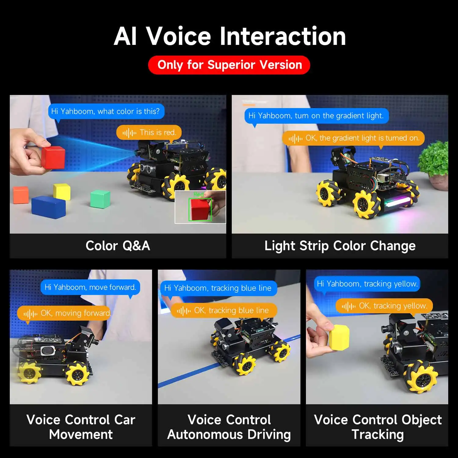 Yahboom 4WD Raspbot V2 AI Large Model Robot Kit for Raspberry Pi 5 Beginners Educational Project ROS2-Humble Python Programming Yahboom 4WD Raspbot V2 AI Large Model Robot Kit for Raspberry Pi 5 Beginners Educational Project ROS2-Humble Python Programming
