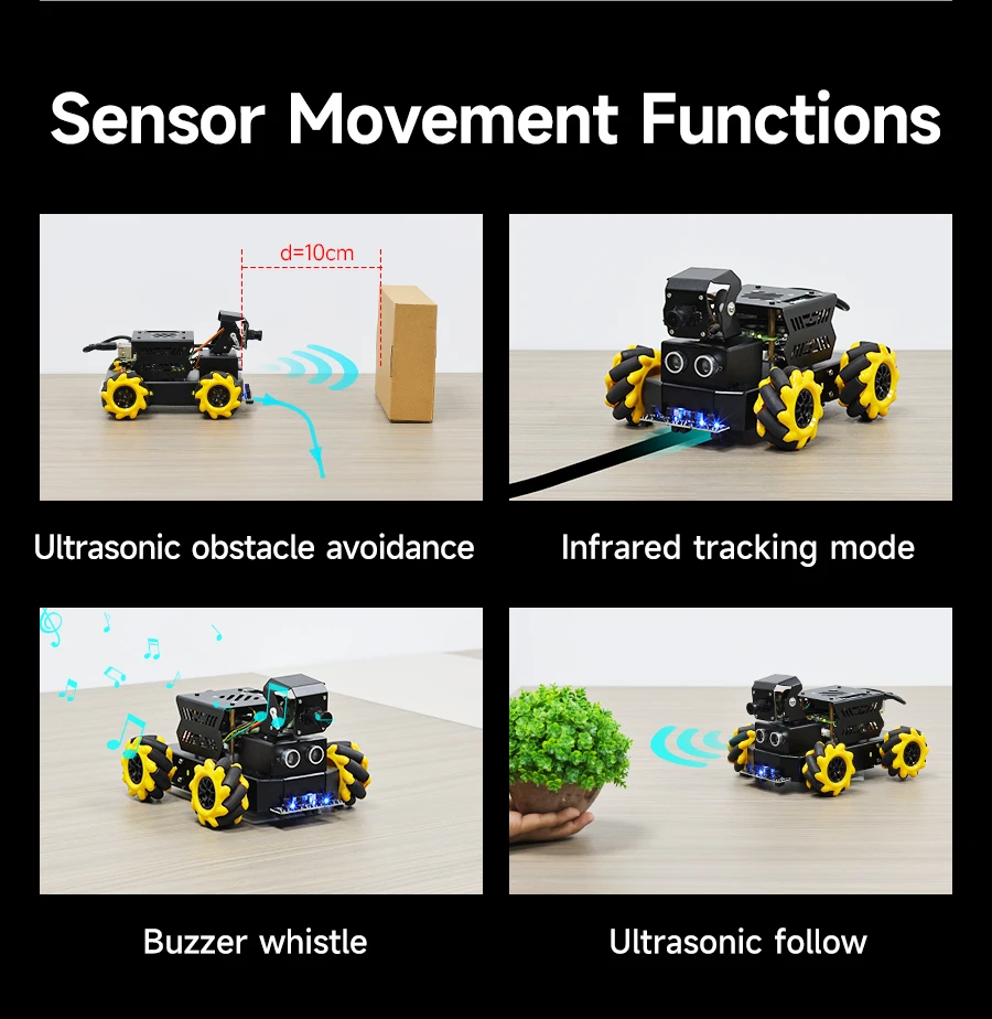 Yahboom 4WD Raspbot V2 AI Large Model Robot Kit for Raspberry Pi 5 Beginners Educational Project ROS2-Humble Python Programming