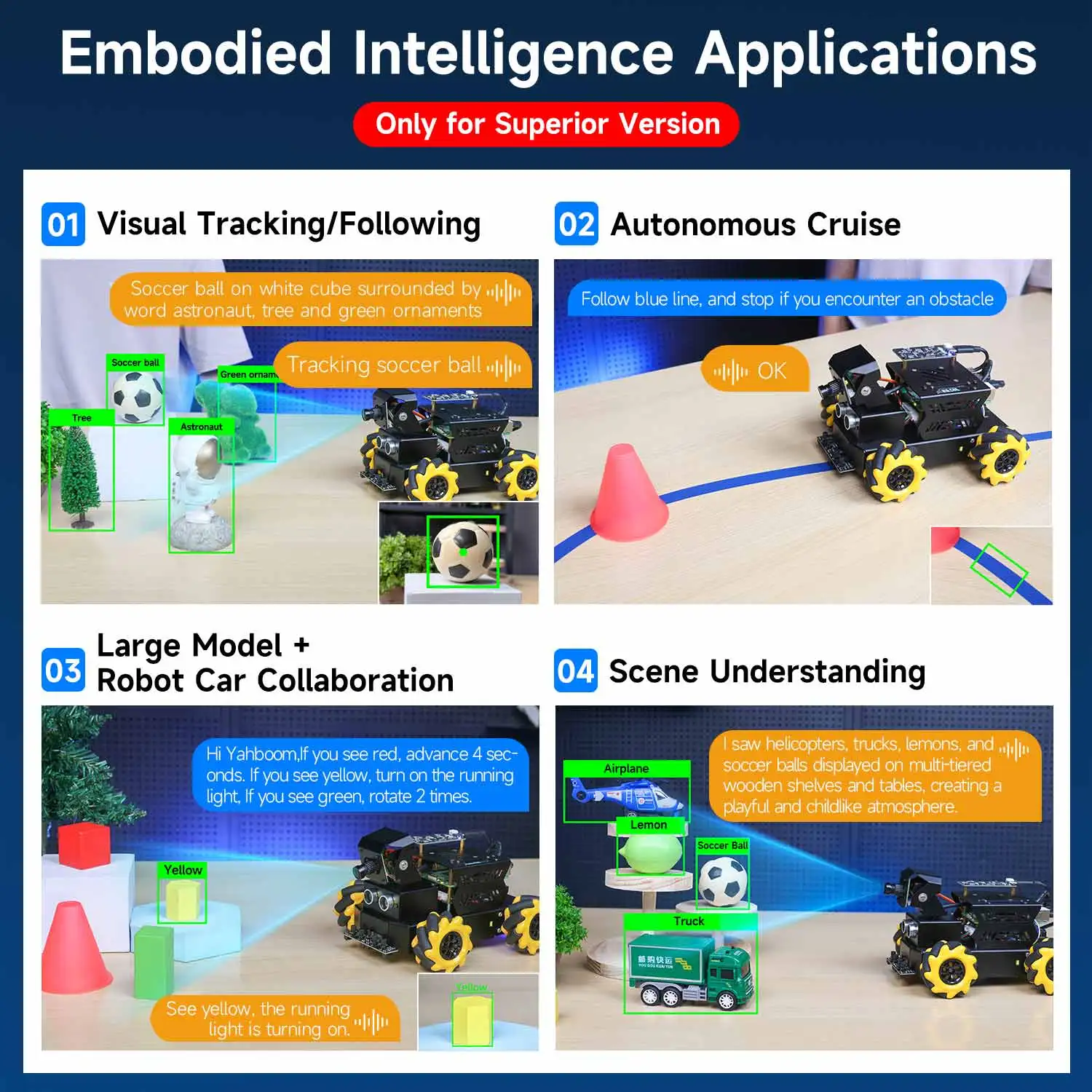 Yahboom 4WD Raspbot V2 AI Large Model Robot Kit for Raspberry Pi 5 Beginners Educational Project ROS2-Humble Python Programming Yahboom 4WD Raspbot V2 AI Large Model Robot Kit for Raspberry Pi 5 Beginners Educational Project ROS2-Humble Python Programming