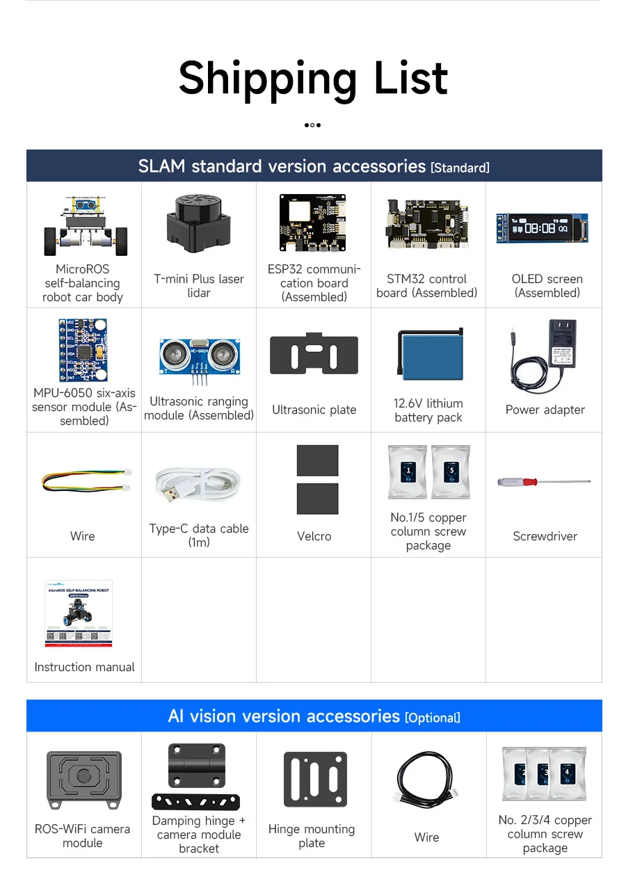 Yahboom MicroROS Self-Balancing Robot Car Kit With MPU6050 Lidar Ultrasonic Module ROS-HUMBLE Virtual Machine as Master Control