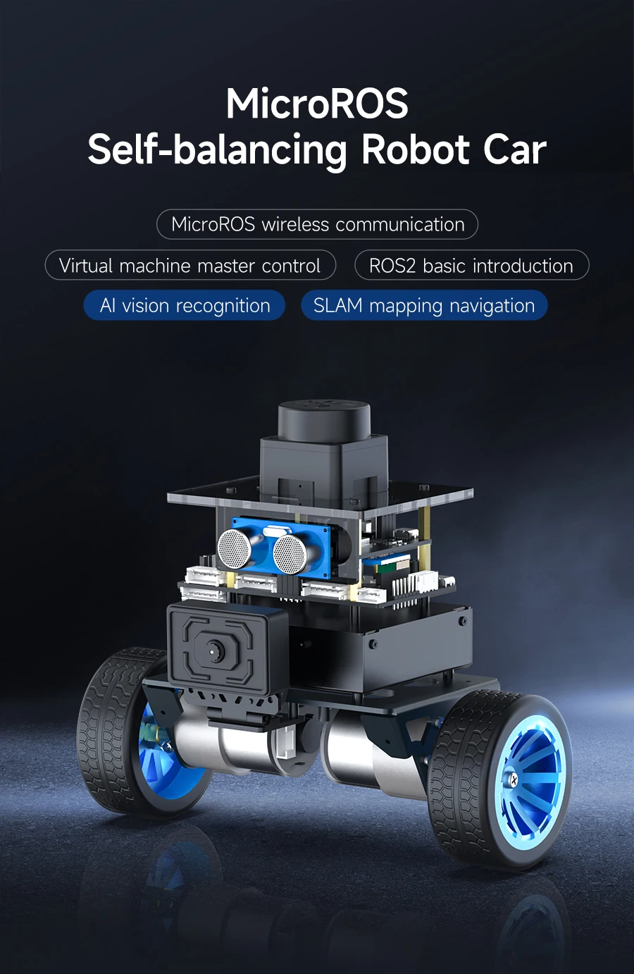 Yahboom MicroROS Self-Balancing Robot Car Kit With MPU6050 Lidar Ultrasonic Module ROS-HUMBLE Virtual Machine as Master Control