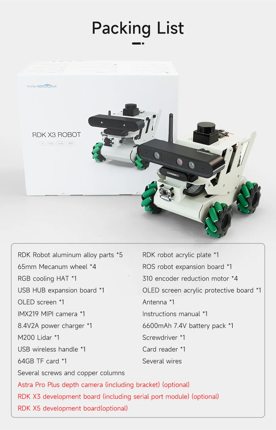 RDK ROS2 AI Educational Robot Car with Mecanum Wheel SLAM Mapping Navigation Aluminum Alloy Structure DIY Electronic Kit