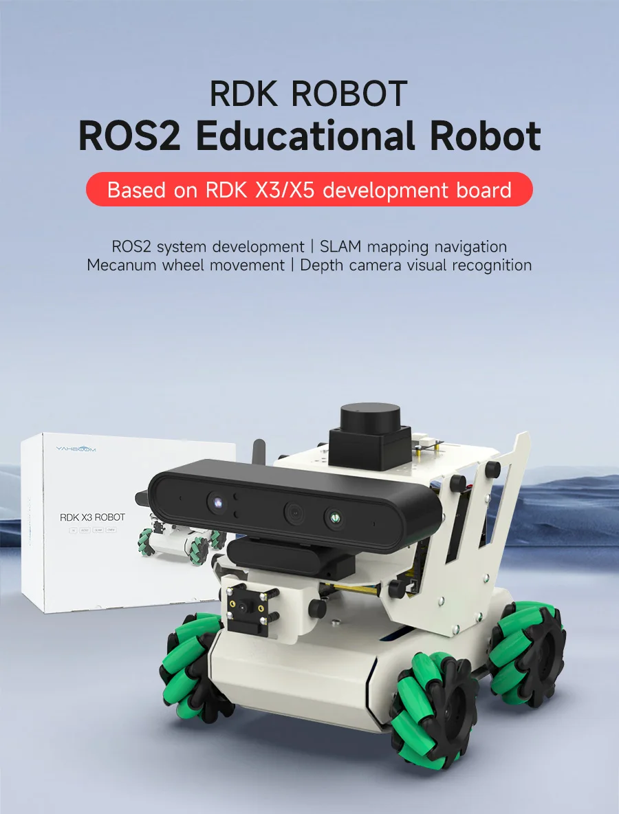 RDK ROS2 AI Educational Robot Car with Mecanum Wheel SLAM Mapping Navigation Aluminum Alloy Structure DIY Electronic Kit