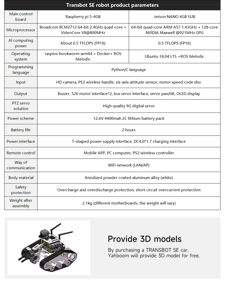Transbot SE ROS Robot AI Vision Tank Car with 2DOF Camera PTZ Python Programing MoveIt simulation for Jetson NANO Raspberry Pi 5 Transbot SE ROS Robot AI Vision Tank Car with 2DOF Camera PTZ Python Programing MoveIt simulation for Jetson NANO Raspberry Pi 5