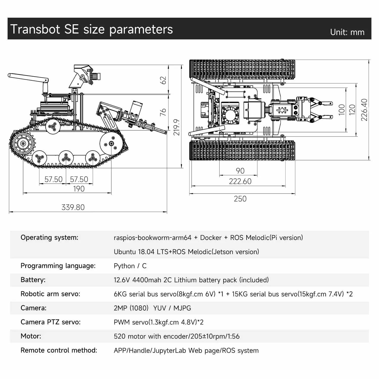 Transbot SE ROS Robot AI Vision Tank Car with 2DOF Camera PTZ Python Programing MoveIt simulation for Jetson NANO Raspberry Pi 5 Transbot SE ROS Robot AI Vision Tank Car with 2DOF Camera PTZ Python Programing MoveIt simulation for Jetson NANO Raspberry Pi 5