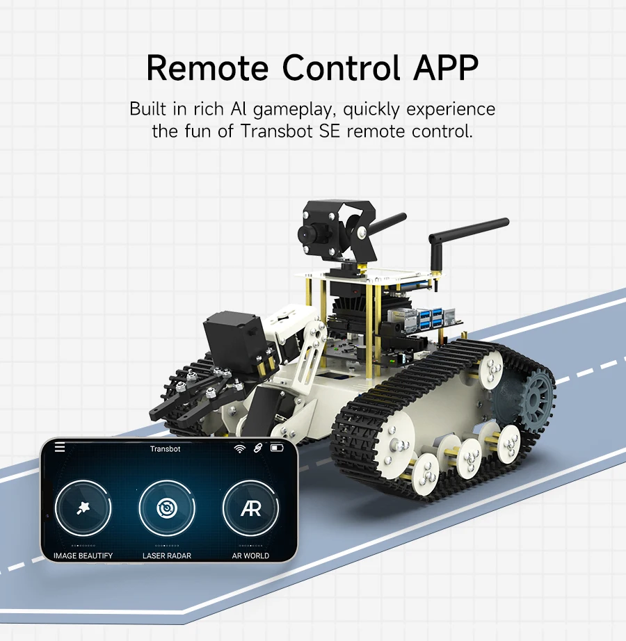 Transbot SE ROS Robot AI Vision Tank Car with 2DOF Camera PTZ Python Programing MoveIt simulation for Jetson NANO Raspberry Pi 5 Transbot SE ROS Robot AI Vision Tank Car with 2DOF Camera PTZ Python Programing MoveIt simulation for Jetson NANO Raspberry Pi 5