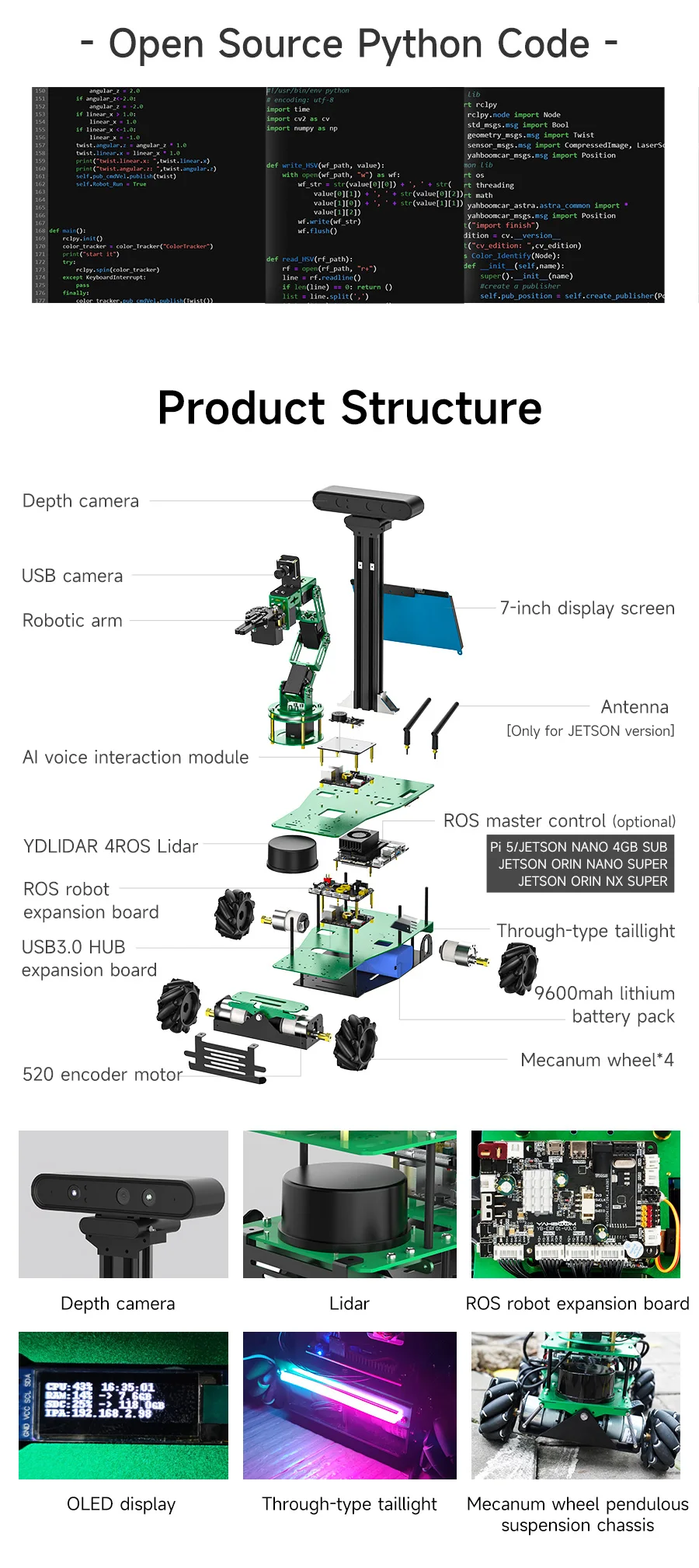 ROSMASTER X3 PLUS ROS Robot Python Kit with 6-DOF Moveit Robotic Arm for Jetson NANO/Orin NANO SUPER/Orin NX SUPER/RaspberryPi 5 ROSMASTER X3 PLUS ROS Robot Python Kit with 6-DOF Moveit Robotic Arm for Jetson NANO/Orin NANO SUPER/Orin NX SUPER/RaspberryPi 5