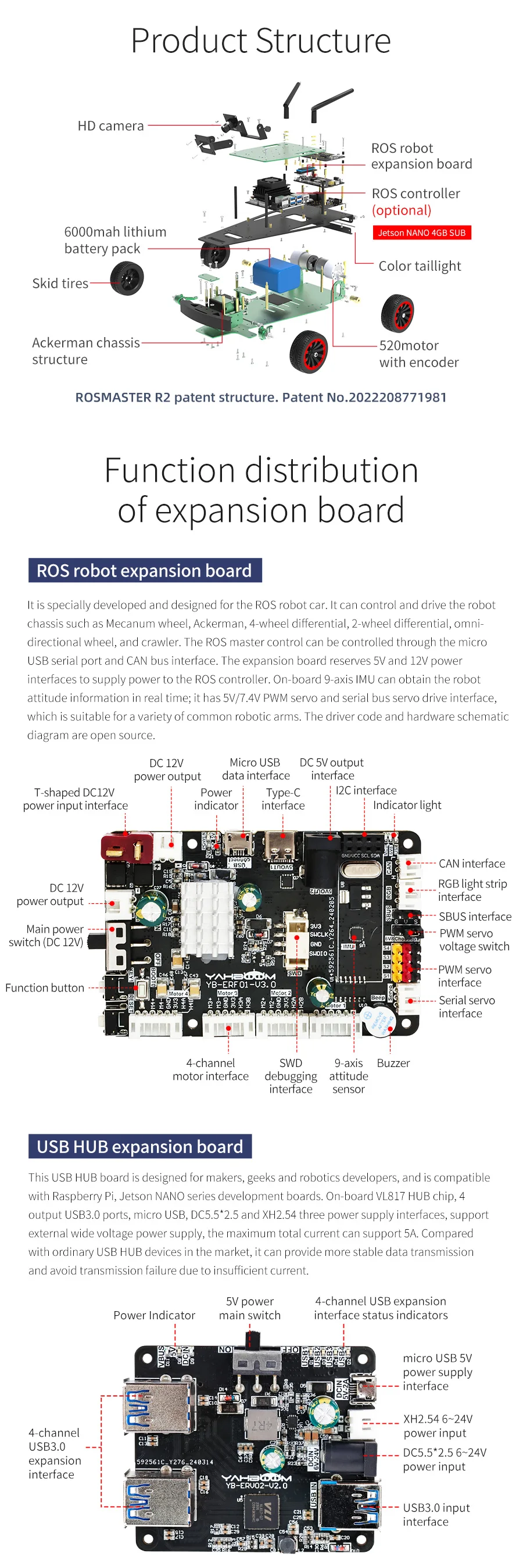 Yahboom ROSMASTER R2L ROS Robot Inteligentes Car with Ackermann Structure Autopilot Development Learning Kit For Jetson Nano