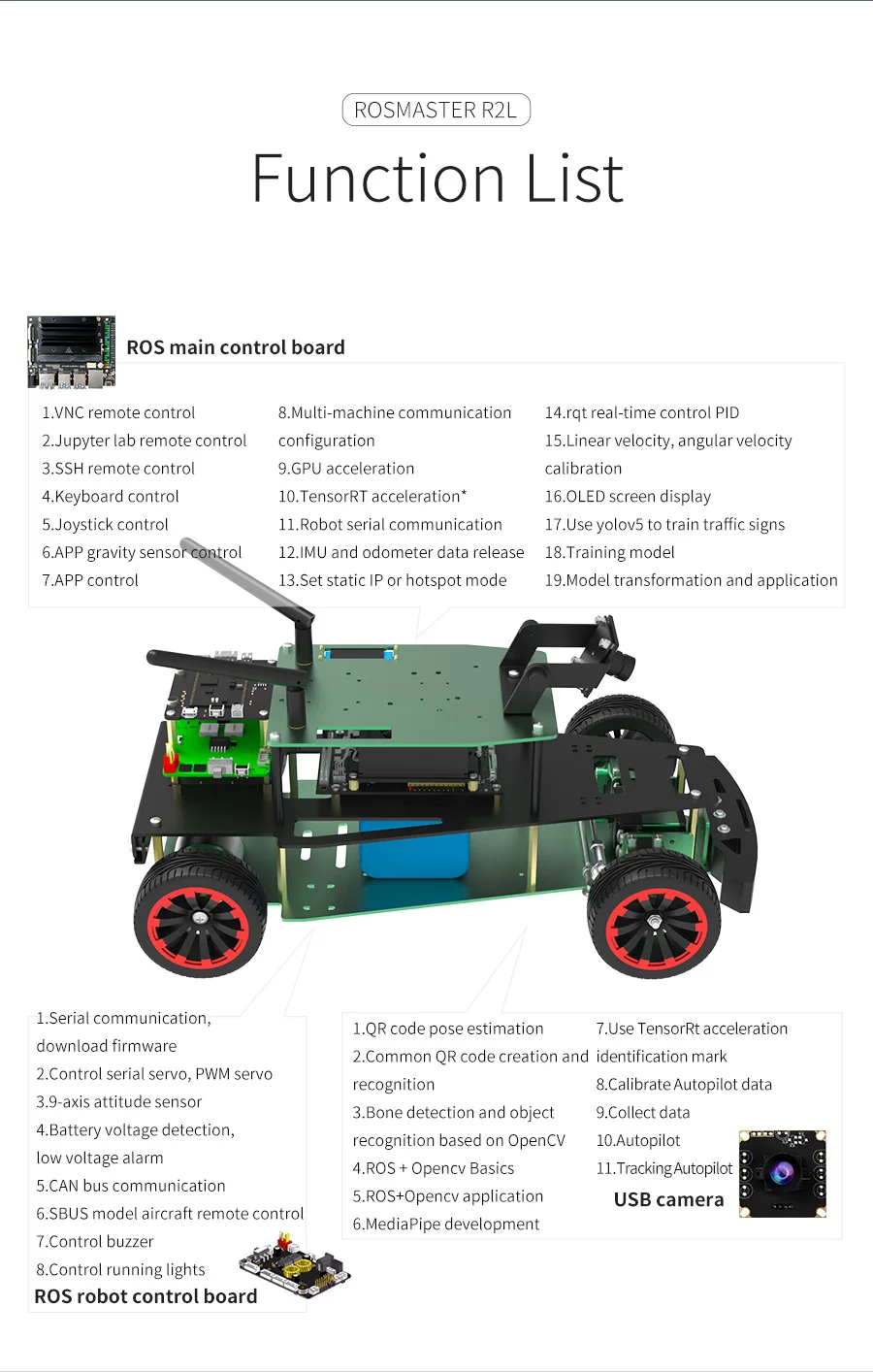 Yahboom ROSMASTER R2L ROS Robot Inteligentes Car with Ackermann Structure Autopilot Development Learning Kit For Jetson Nano