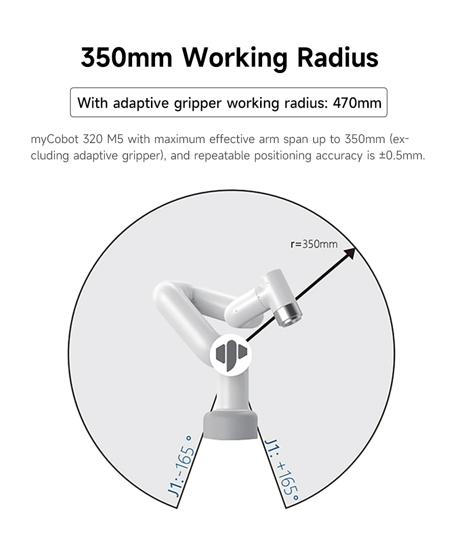 MyCobot 320 M5 Collaborative Robotic Arm Support 1KG Payload Collaborative Desktop Commercial Robotic with Pro Adaptive Gripper MyCobot 320 M5 Collaborative Robotic Arm Support 1KG Payload Collaborative Desktop Commercial Robotic with Pro Adaptive Gripper