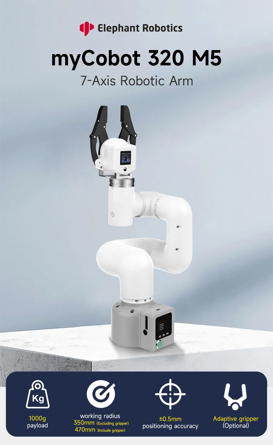 MyCobot 320 M5 Collaborative Robotic Arm Support 1KG Payload Collaborative Desktop Commercial Robotic with Pro Adaptive Gripper MyCobot 320 M5 Collaborative Robotic Arm Support 1KG Payload Collaborative Desktop Commercial Robotic with Pro Adaptive Gripper