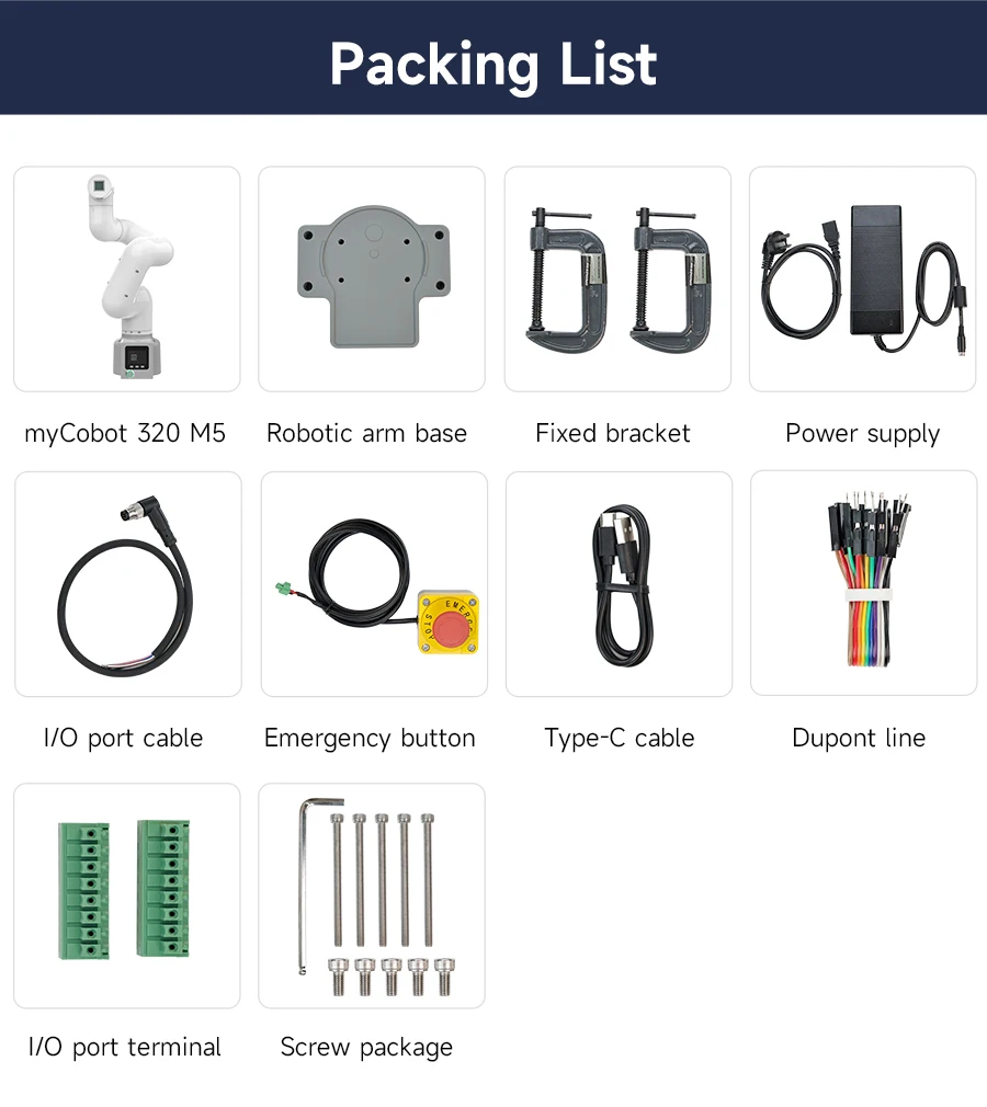 MyCobot 320 M5 Collaborative Robotic Arm Support 1KG Payload Collaborative Desktop Commercial Robotic with Pro Adaptive Gripper MyCobot 320 M5 Collaborative Robotic Arm Support 1KG Payload Collaborative Desktop Commercial Robotic with Pro Adaptive Gripper