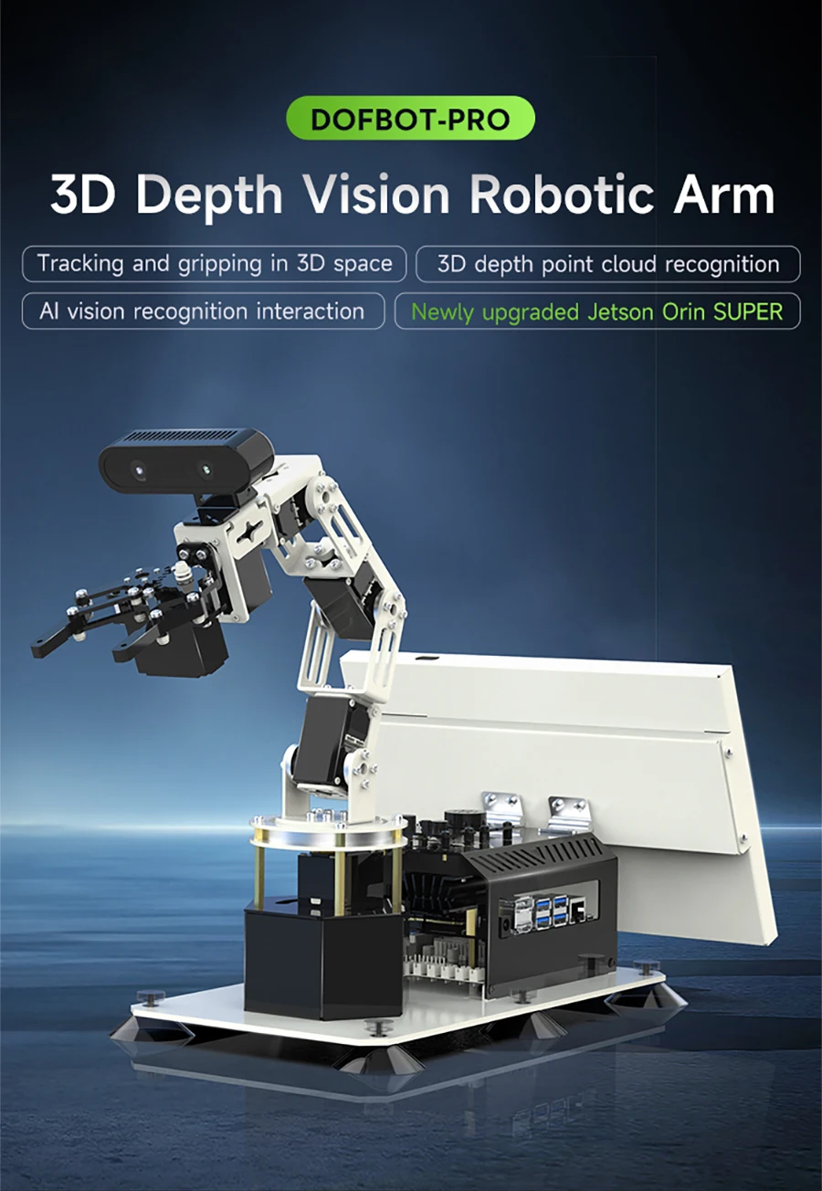 Yahboom DOFBOT PRO Robotic Arm ROS Open Source Support 3D Depth Point Cloud Recognition Gripping For Jetson Orin SUPER Control