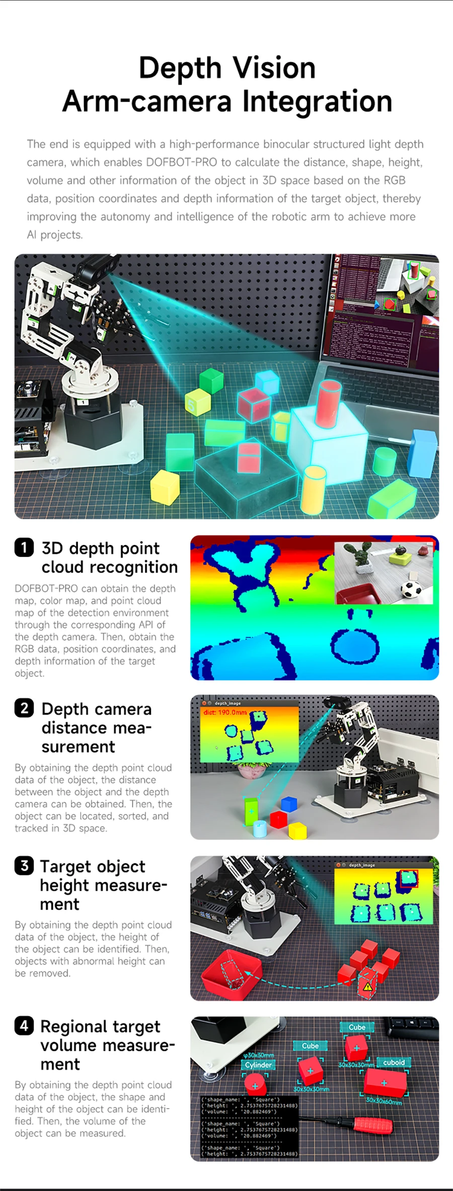 Yahboom DOFBOT PRO Robotic Arm ROS Open Source Support 3D Depth Point Cloud Recognition Gripping For Jetson Orin SUPER Control