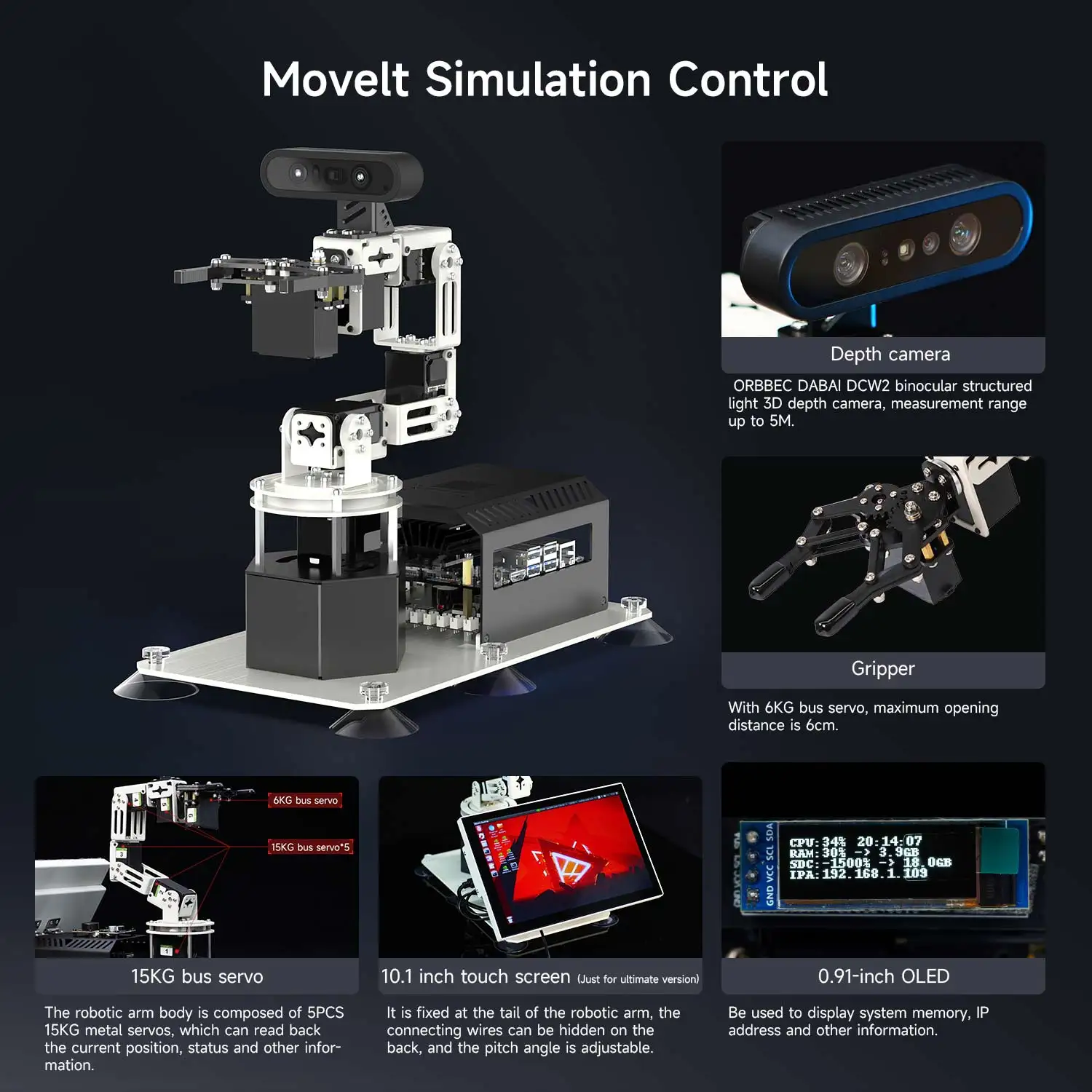 Yahboom DOFBOT PRO Robotic Arm ROS Open Source Support 3D Depth Point Cloud Recognition Gripping For Jetson Orin SUPER Control Yahboom DOFBOT PRO Robotic Arm ROS Open Source Support 3D Depth Point Cloud Recognition Gripping For Jetson Orin SUPER Control
