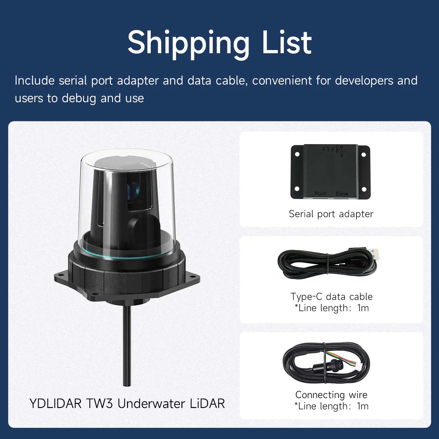 YDLIDAR TW3 Underwater Lidar 5m Ranging Range TOF SensorModule IP68 Deeply Waterproof Support ROS1/ROS2 Robot Mapping Navigation YDLIDAR TW3 Underwater Lidar 5m Ranging Range TOF SensorModule IP68 Deeply Waterproof Support ROS1/ROS2 Robot Mapping Navigation