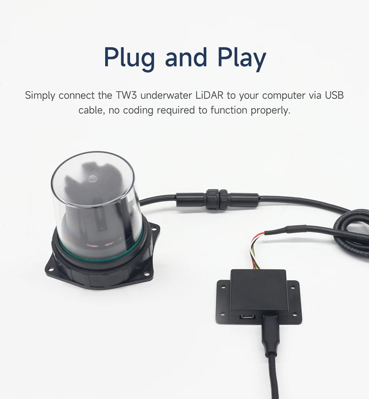 YDLIDAR TW3 Underwater Lidar 5m Ranging Range TOF SensorModule IP68 Deeply Waterproof Support ROS1/ROS2 Robot Mapping Navigation