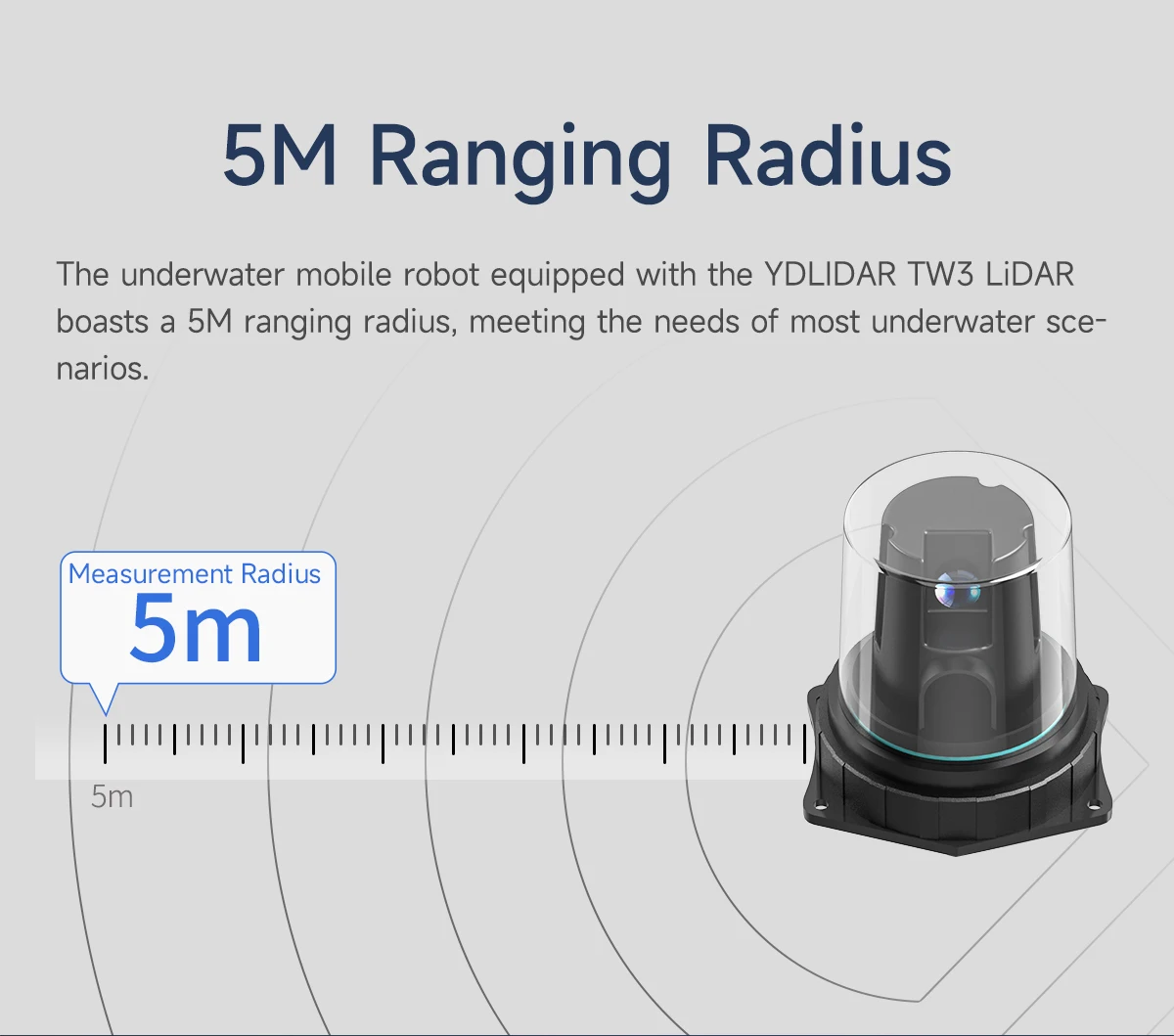 YDLIDAR TW3 Underwater Lidar 5m Ranging Range TOF SensorModule IP68 Deeply Waterproof Support ROS1/ROS2 Robot Mapping Navigation