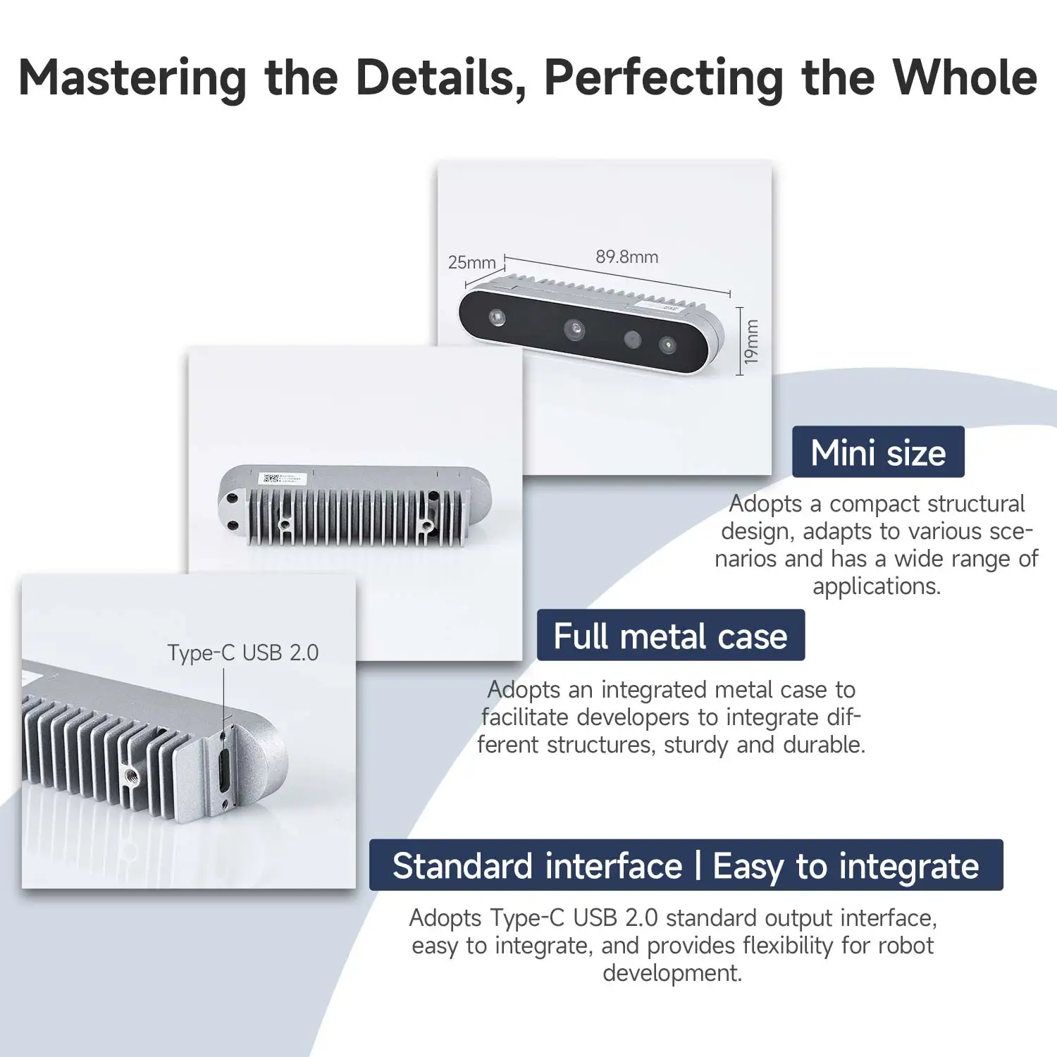 Nuwa-HP60C Camera 3D Depth Sensor Module Adopt Structured Light Imaging Technology 73.8°FOV Measuring Range 0.2-4M For ROS Robot Nuwa-HP60C Camera 3D Depth Sensor Module Adopt Structured Light Imaging Technology 73.8°FOV Measuring Range 0.2-4M For ROS Robot