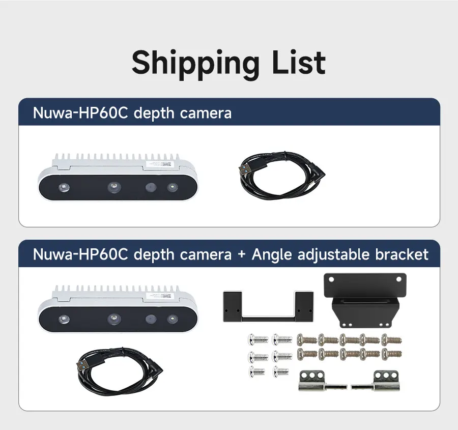 Nuwa-HP60C Camera 3D Depth Sensor Module Adopt Structured Light Imaging Technology 73.8&deg;FOV Measuring Range 0.2-4M For ROS Robot