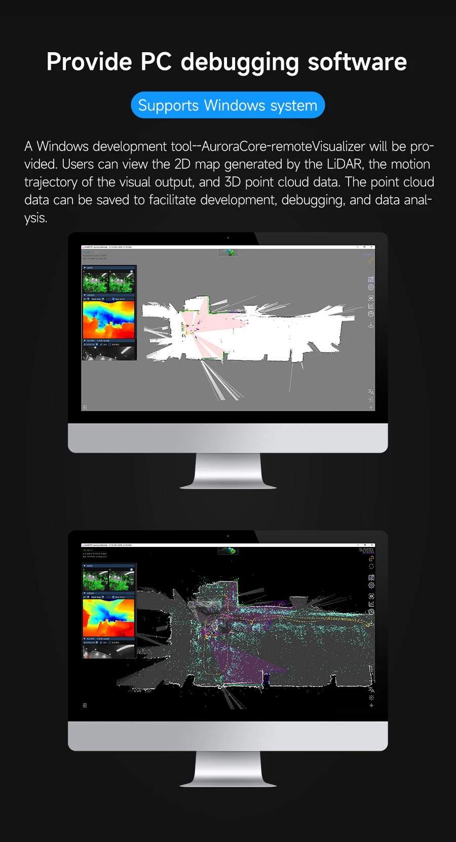Slamtec Aurora Lidar Kit Binocular Vision Camera 40 Mscanning Distance 3D All-round Positioning Mapping Sensor AI Deep Learning