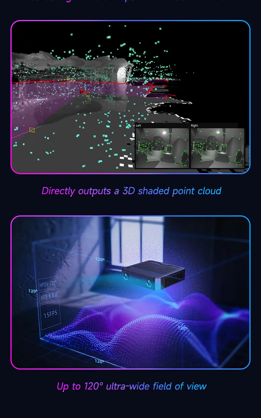 Aurora S Fully Integrated AI Spatial Perception System Self-developed AI-VSLAM Engine 120&deg;Binocular Depth Vision for ROS/ROS2