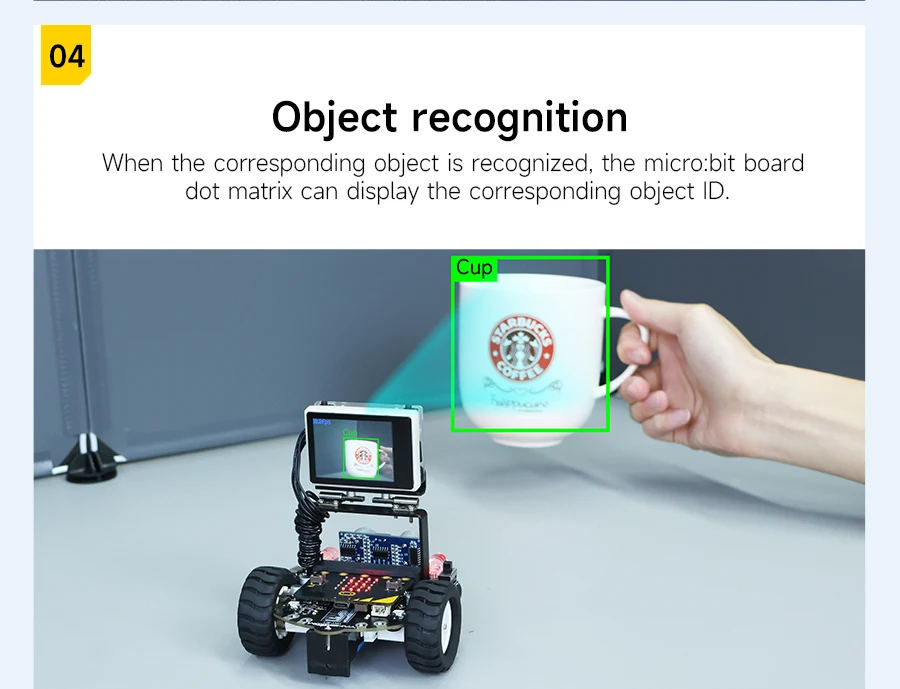 Yahboom Microbit Smart Robot Car AI Visual Recognition Line Tracking Ultrasonic Sensor IR Remote Control Kit