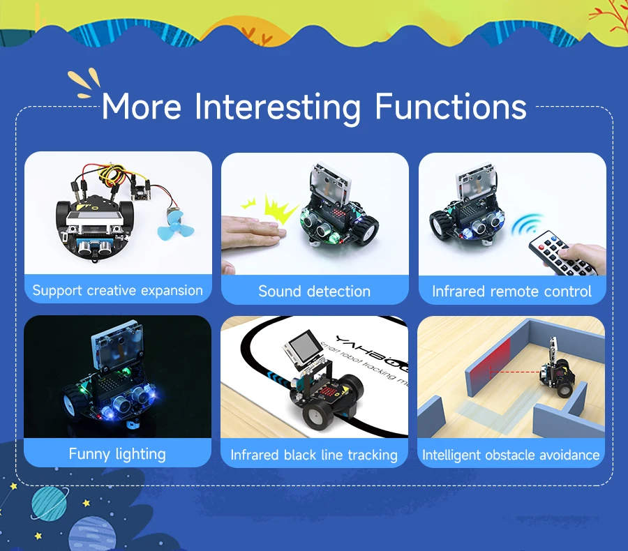 Yahboom Microbit Smart Robot Car AI Visual Recognition Line Tracking Ultrasonic Sensor IR Remote Control Kit