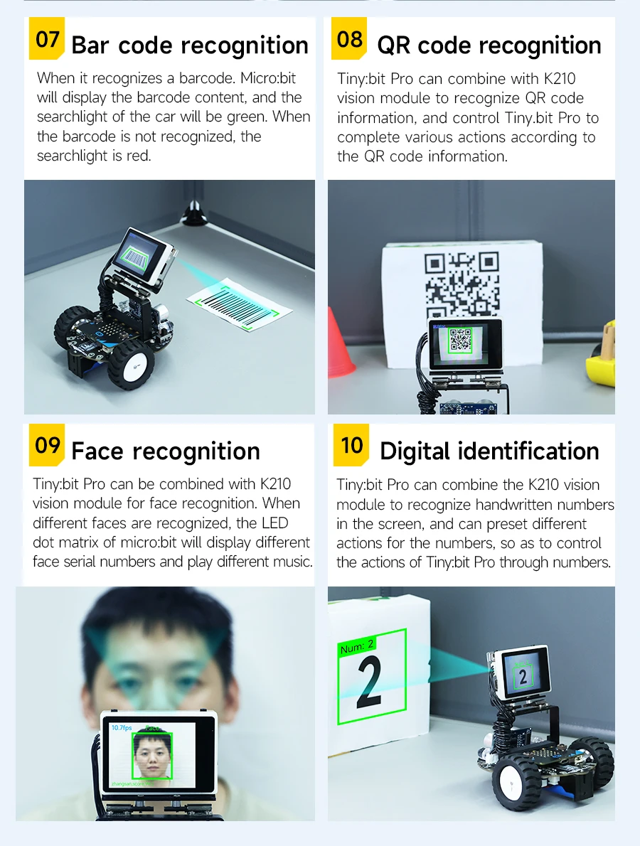 Yahboom Microbit Smart Robot Car AI Visual Recognition Line Tracking Ultrasonic Sensor IR Remote Control Kit