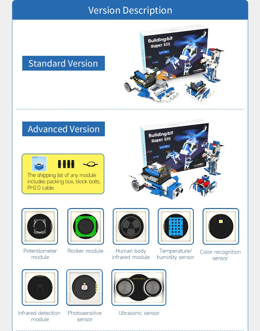 BBC Microbit V2 Robot Kit 16 in 1 STEM Projects with Sensor Module DIY Programmable Electronic Science Maker Educational Kits