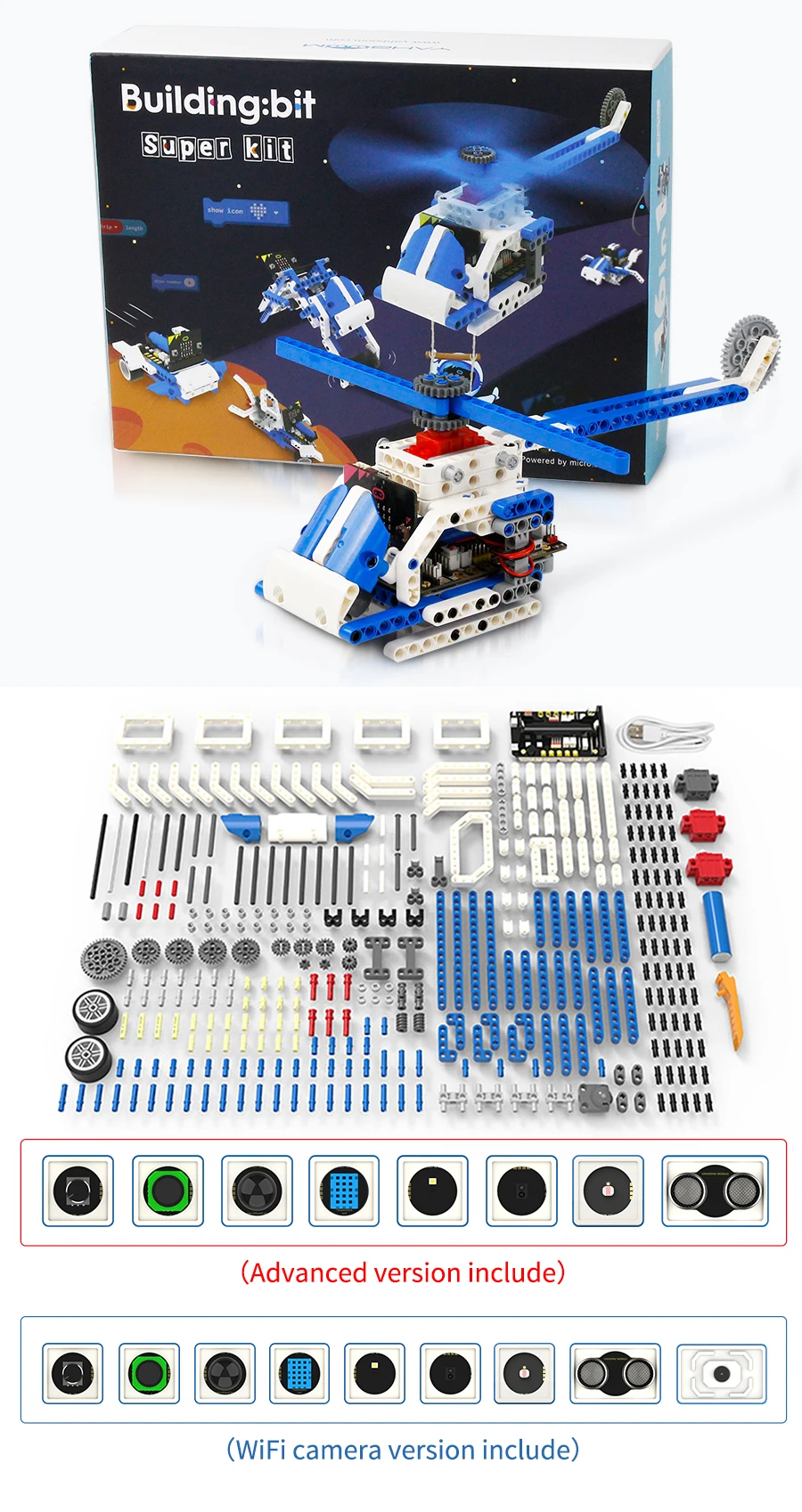 BBC Microbit V2 Robot Kit 16 in 1 STEM Projects with Sensor Module DIY Programmable Electronic Science Maker Educational Kits
