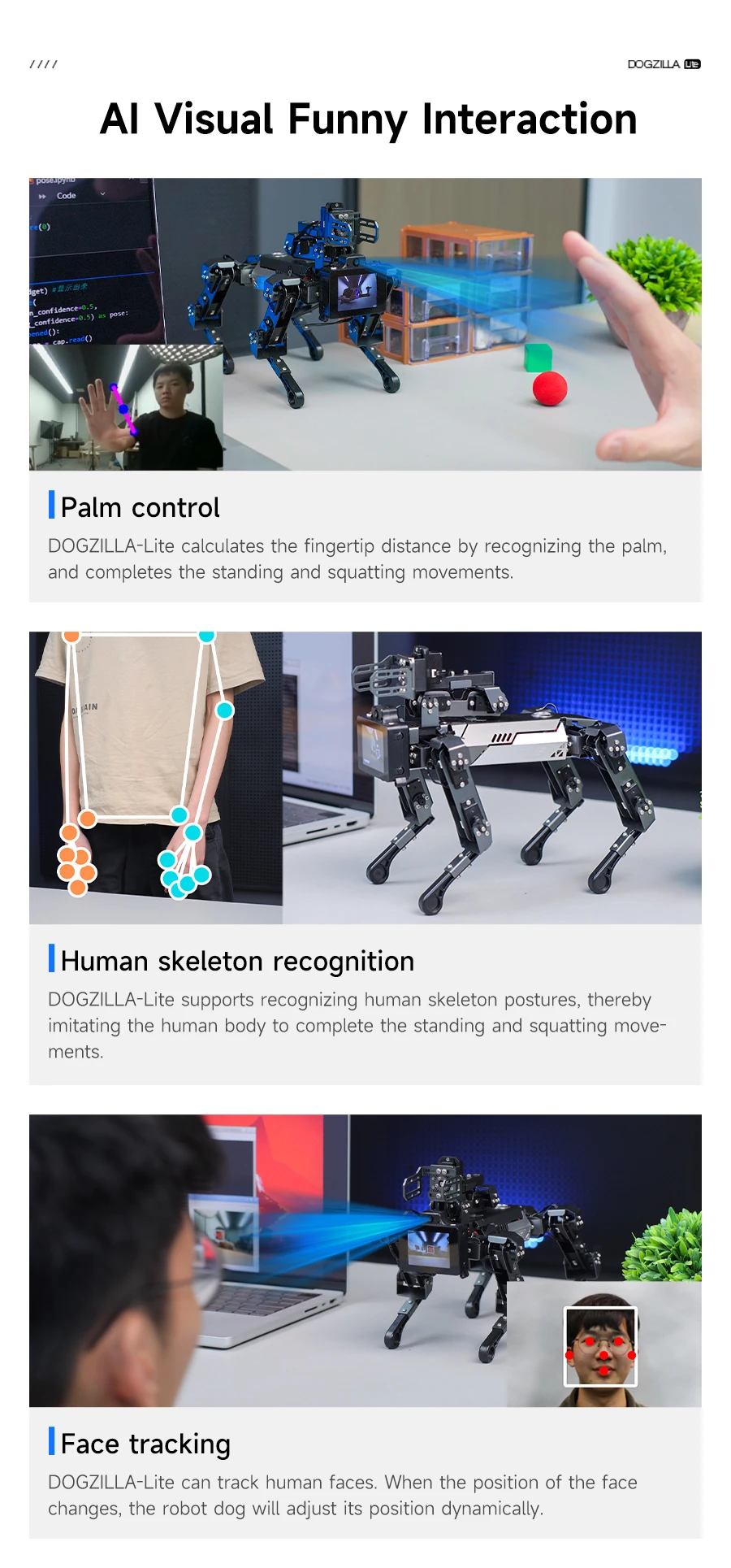 Yahboom DOGZILLA-Lite Quadruped Bionic Robot Dog AI Vision Large Model Intelligent Programming Electronic Kit for Raspberry Pi