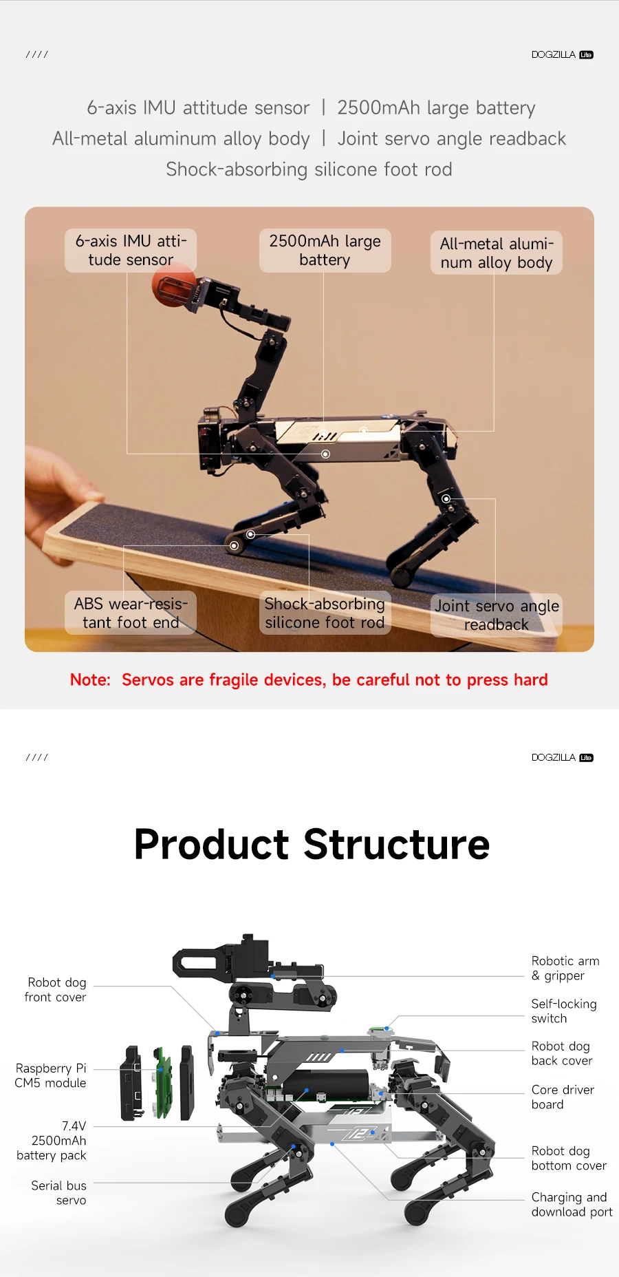 Yahboom DOGZILLA-Lite Quadruped Bionic Robot Dog AI Vision Large Model Intelligent Programming Electronic Kit for Raspberry Pi
