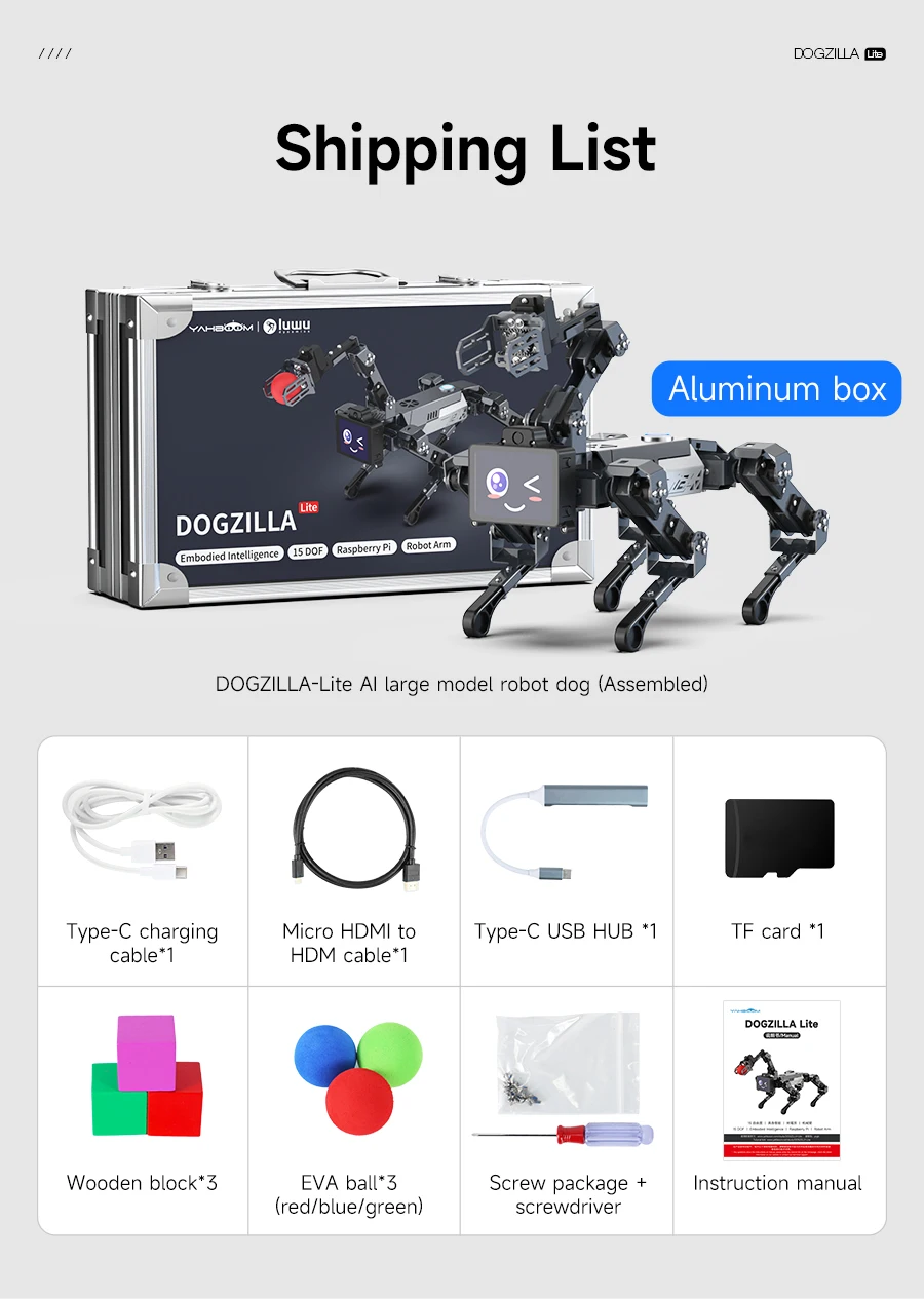 Yahboom DOGZILLA-Lite Quadruped Bionic Robot Dog AI Vision Large Model Intelligent Programming Electronic Kit for Raspberry Pi
