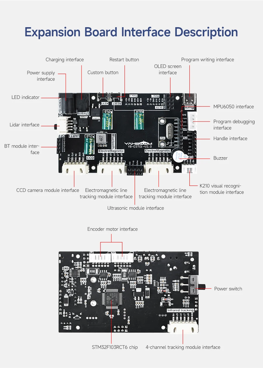 Yahboom 2WD High Configuration STM32 Self-Balance Car Educational Smart Robot Kit With DC Motor Support PID Adjustment 4KG Load