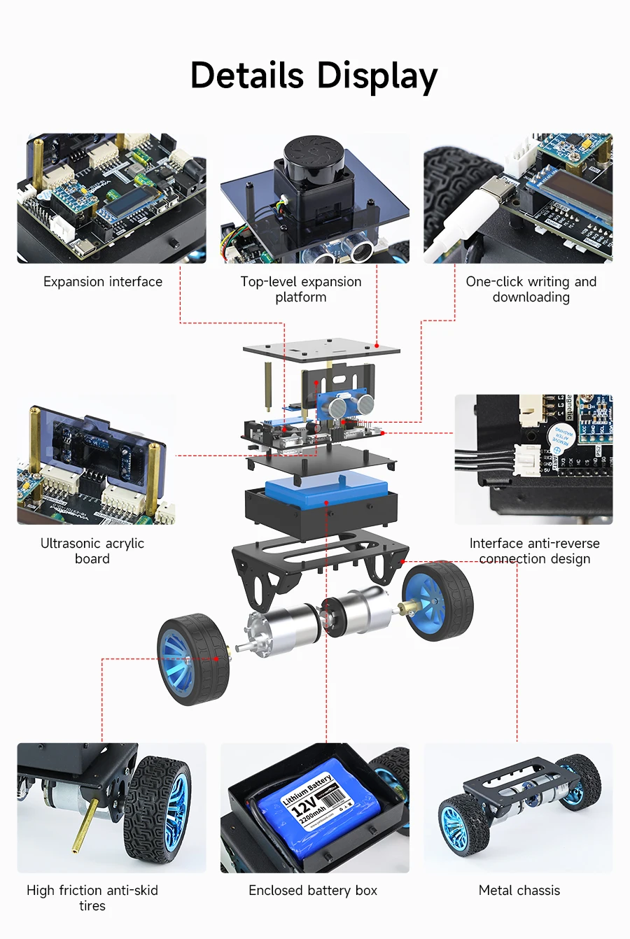 Yahboom 2WD High Configuration STM32 Self-Balance Car Educational Smart Robot Kit With DC Motor Support PID Adjustment 4KG Load