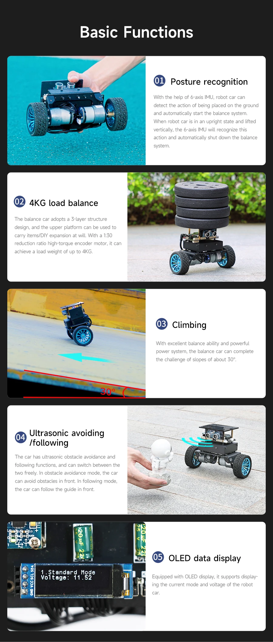 Yahboom 2WD High Configuration STM32 Self-Balance Car Educational Smart Robot Kit With DC Motor Support PID Adjustment 4KG Load