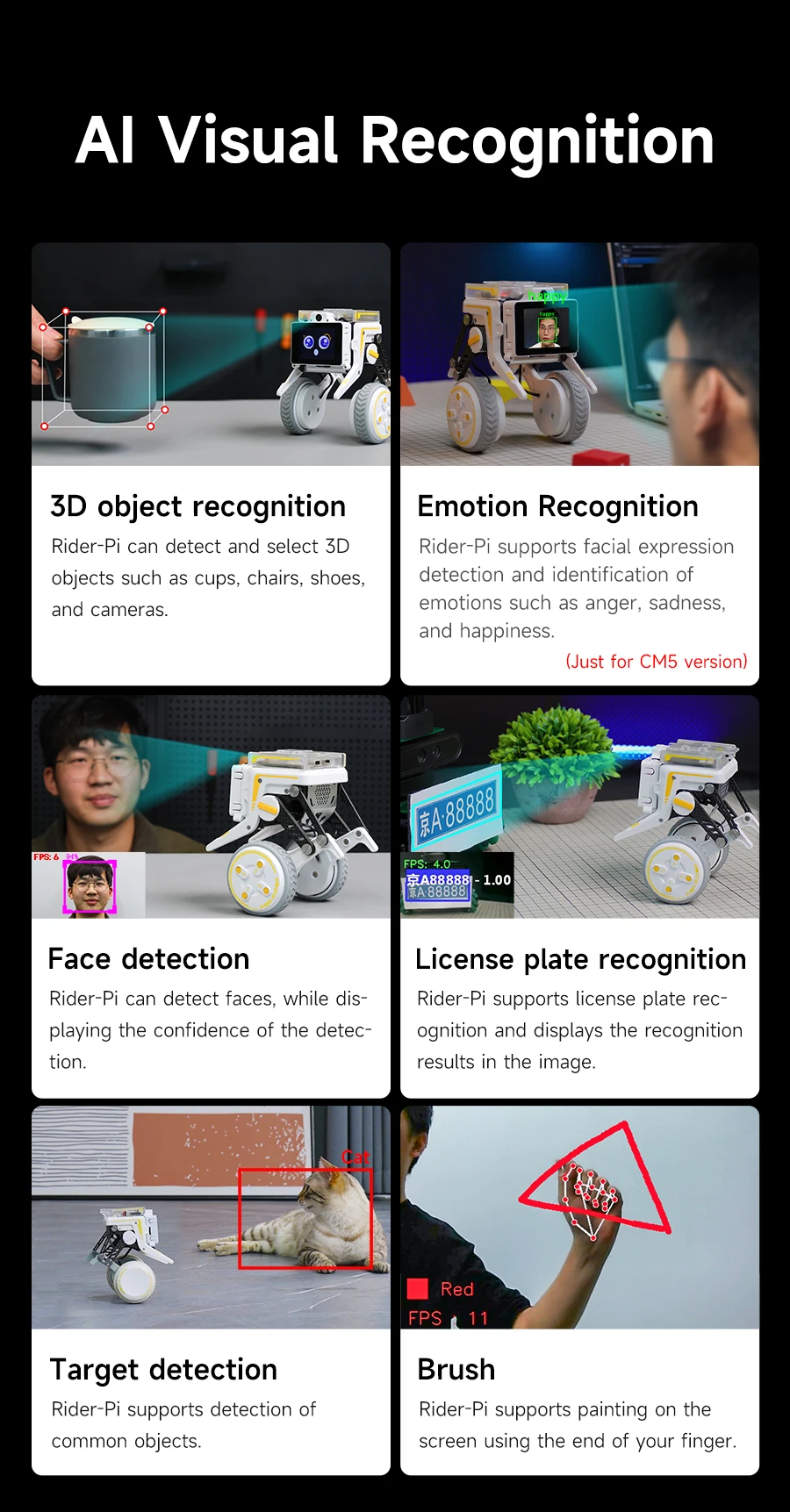 Yahboom Rider-Pi AI Robot Car Electronic Kit with IPS Display Based on Raspberry Pi CM5 Module Support ChatGPT Voice Interaction Yahboom Rider-Pi AI Robot Car Electronic Kit with IPS Display Based on Raspberry Pi CM5 Module Support ChatGPT Voice Interaction