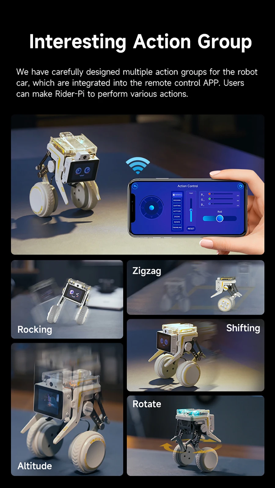 Yahboom Rider-Pi AI Robot Car Electronic Kit with IPS Display Based on Raspberry Pi CM5 Module Support ChatGPT Voice Interaction Yahboom Rider-Pi AI Robot Car Electronic Kit with IPS Display Based on Raspberry Pi CM5 Module Support ChatGPT Voice Interaction