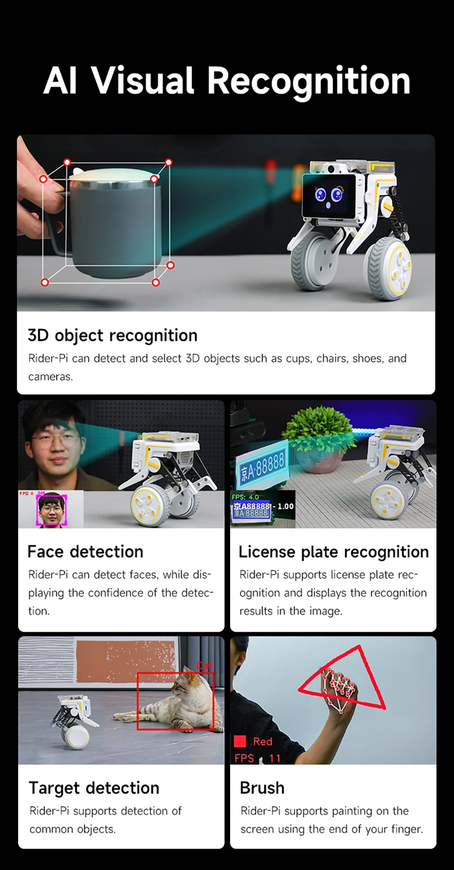 Yahboom Rider-Pi AI Robot Car Electronic Kit with IPS Display Based on Raspberry Pi CM5 Module Support ChatGPT Voice Interaction Yahboom Rider-Pi AI Robot Car Electronic Kit with IPS Display Based on Raspberry Pi CM5 Module Support ChatGPT Voice Interaction